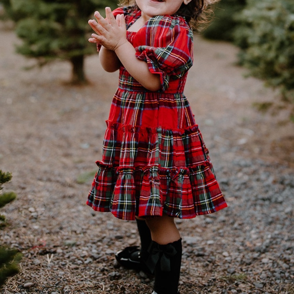 Ivy City Co Red Plaid Kids Dress